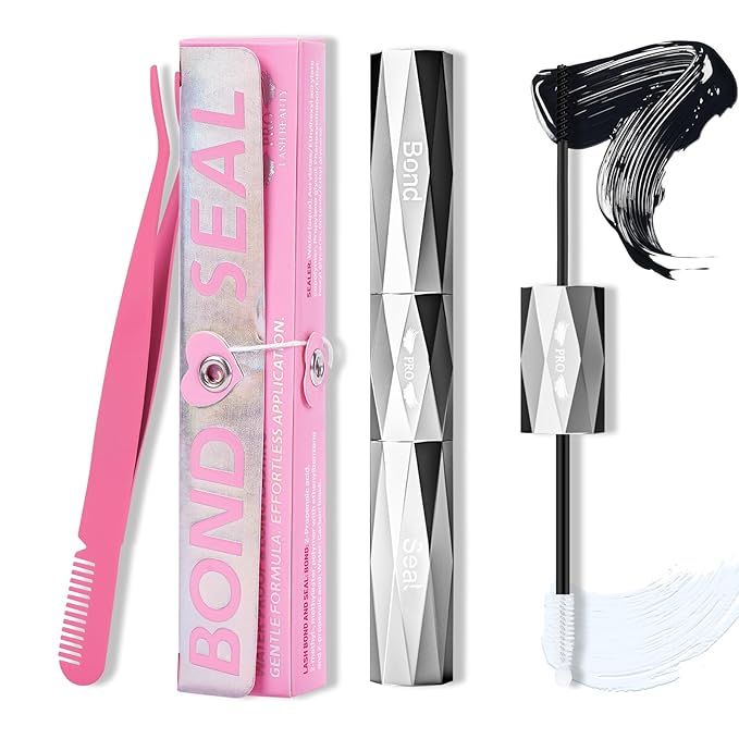 Lash Bond and Seal Waterproof Bond and Seal Cluster Lash Glue & Seal for Lash Clusters Aftercare Sealant Super Strong Hold Long Time（Black Bond & Sealer)
