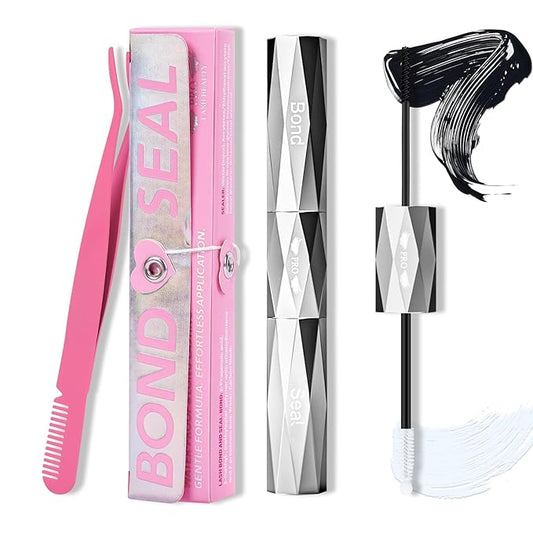 Lash Bond and Seal Waterproof Bond and Seal Cluster Lash Glue & Seal for Lash Clusters Aftercare Sealant Super Strong Hold Long Time（Black Bond & Sealer)