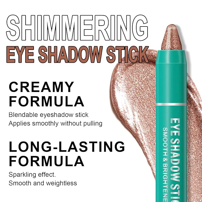4Pcs Eyeshadow Stick, Eye Brightener Stick, Shimmer Creamy Eye Shadow Makeup, Waterproof Long Lasting Glitter Highlighter Eye Liner Pencil (4PCS B)