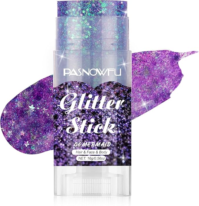 Purple Body Glitter Stick, Mermaid Style Face Glitter for Women and Girls, Gel Texture Mermaid Costume Accessories for Festival Party Makeup, Ursula Costume Women Cosplay Events