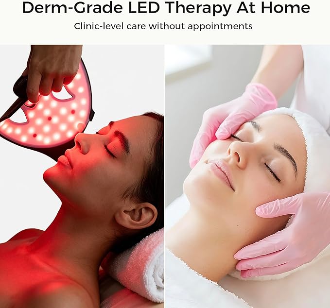Red Light Therapy Mask for Face – Infrared Wireless LED Face Mask with 3 Modes, Portable Cordless Anti-Aging Light Therapy for Wrinkle Reduction, Acne Care & at-Home Skin (White)