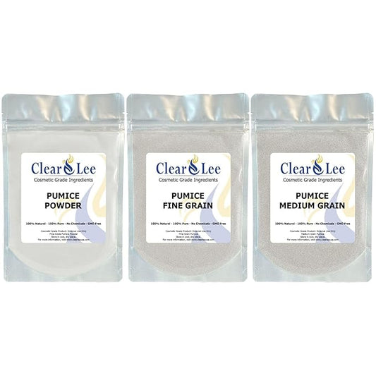 ClearLee Cosmetic Grade Pumice - 100% Pure Natural Grain/Powder - Great for Skin Exfoliation in DIY Soaps, Masks, Scrubs for Face, Body, Foot (Sample, Sample)