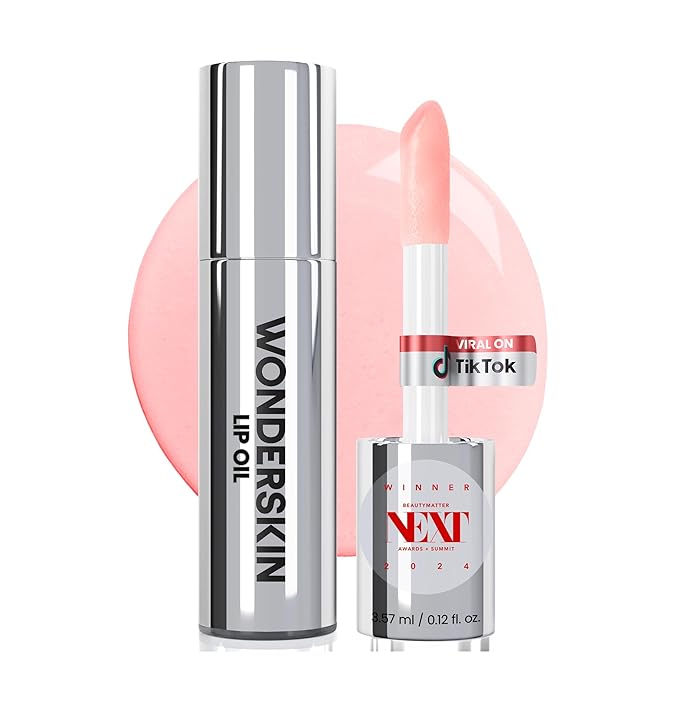 Wonderskin Lip Oil Rehab Serum - Tinted Lip Oil, Hydrating, Moisturizing, and Non-Sticky Coral Pink Tint Serum for Dry Lips (Lover)