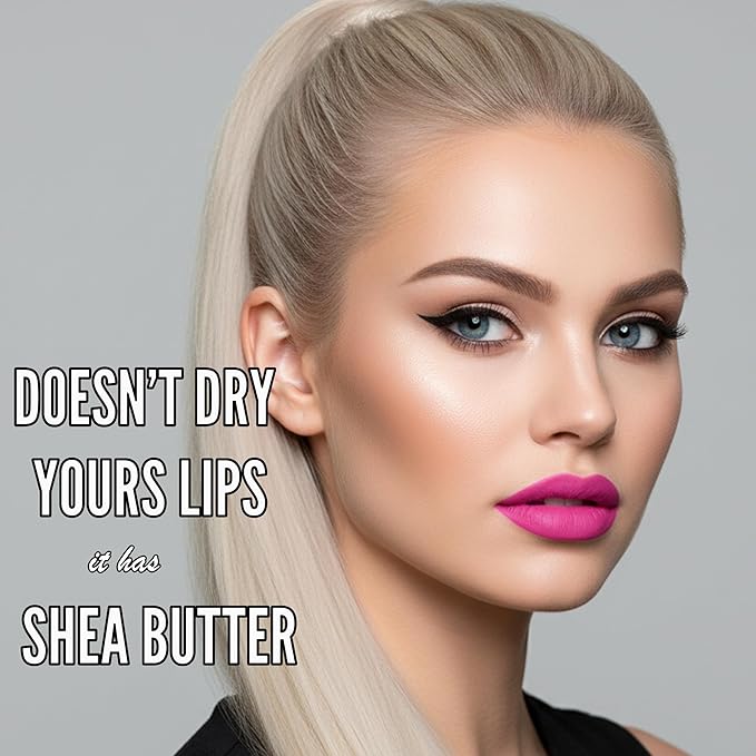 Mynena Bright Cool Pink Matte Liquid Lipstick | Long-Lasting Comfort Matte | Smudge-Proof Transfer-Resistant | Full Coverage Non-Drying | Vegan & Cruelty-Free | All-Day Wear Lip Color | Rosa
