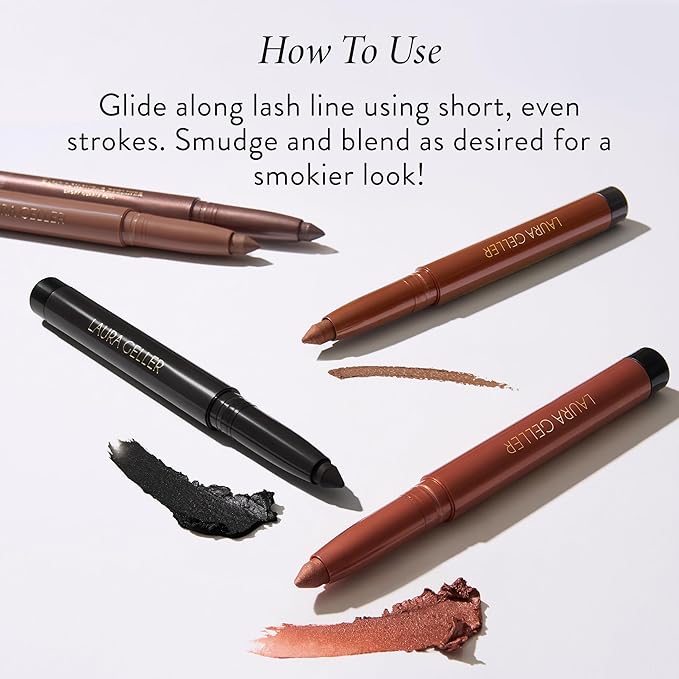 LAURA GELLER NEW YORK Kajal Longwear Kohl Eyeliner Pencil with Caffeine, Smooth & Blendable Makeup, Deep Black