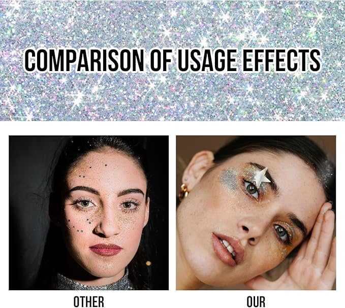 Brzeaf Waterproof Mermaid Glitter Stick, Shimmery& Long Lasting, Christmas Hair Eyeshadow Face Body Glitter, Singer Concert Music Rave Festival, Glitter Stick Makeup for Women Men