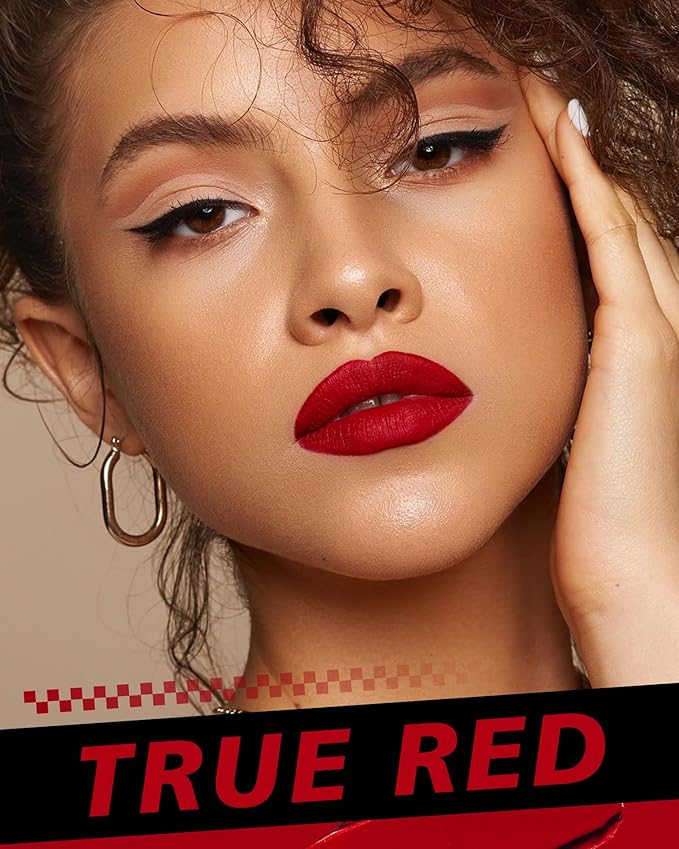 Red Lipstick Set Long Lasting 3Pc Matte Liquid Lipsticks for Women Non Transfer Smudgeproof Red Burgundy Nude Lipstick Kit Cruelty Free Lip Color, 13/47/61