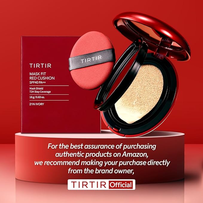 [*Mini Size*] TIRTIR Mask Fit Red Cushion Foundation | Full coverage, Weightless, Skin fit, Satin Glow Finish, Korean Makeup, beauty, Tattoo cover up, Buildable (#22N Shell Beige, 0.15 Fl Oz)