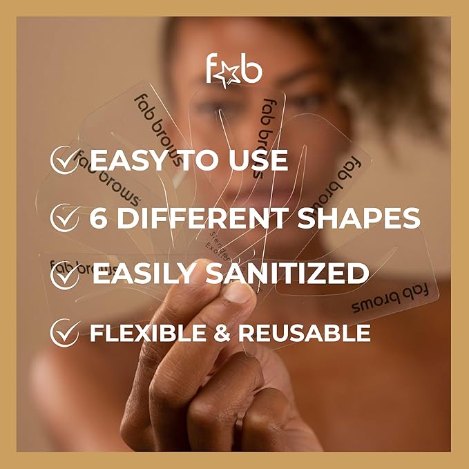 Fab Brows Duo Eyebrow Stencils | 6 Natural-Looking Brow Shapes | Easy Eyebrow Shaper Stencil | Fits All Faces & Sizes | Eyebrow Stencil Kit for Beginners & Professionals | Stencils Only, Cruelty-Free