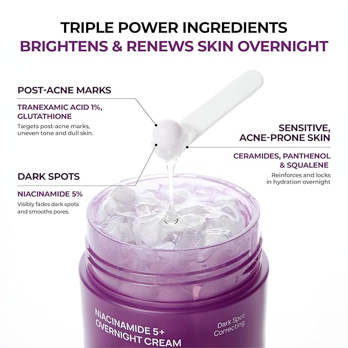 JUMISO Niacinamide 5+ Overnight Capsule Cream (50ml/1.69 fl oz) – Melting Capsule Sleeping Mask, 5% Niacinamide + 1% TXA + Glutathione, Tone Appearance Care for Glass Skin, Korean Skincare
