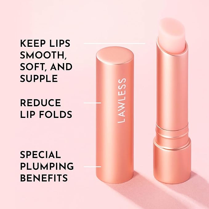 LAWLESS Women's Forget the Filler Lip Plumping Line Smoothing Tinted Balm, Pink Marshmallow, 0.09 Ounce
