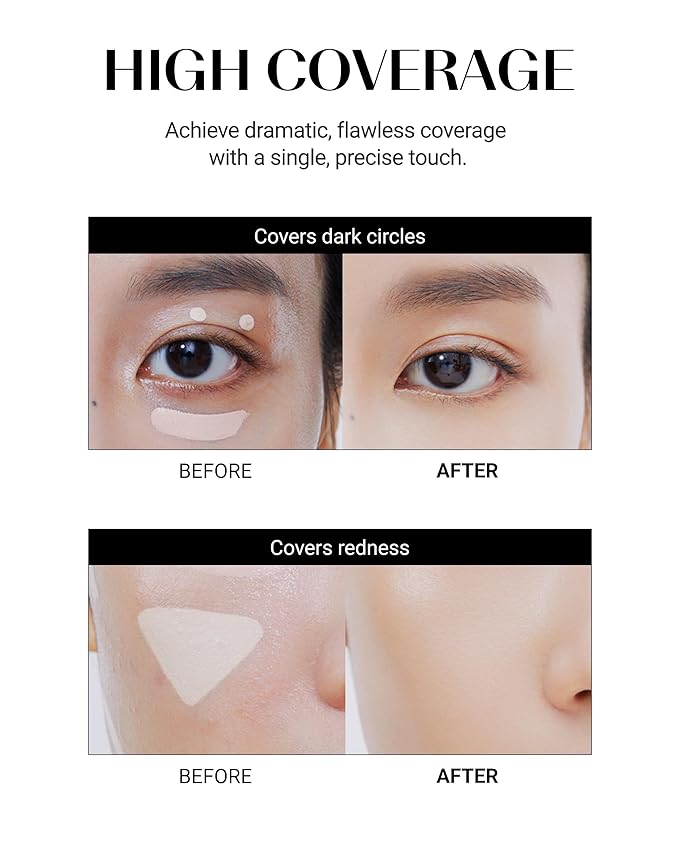 THESAEM Cover Perfection Tip Concealer 0.2 fl.oz. - 0.5 Ice Beige Neutral Beige for Light Skin Tones 13-19 - High Coverage Long Lasting Concealer - Korean Makeup for Dark Circles & Blemishes