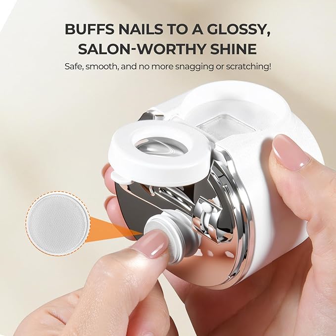 2-in-1 Electric Nail Clipper & Baby Nail Trimmer– USB Rechargeable with Magnifier, Dual-Blade Narrow Gap Design, 3-Speed Gears, LED Light & Storage Box | 90-Minute Runtime for Babies, Adults & Seniors