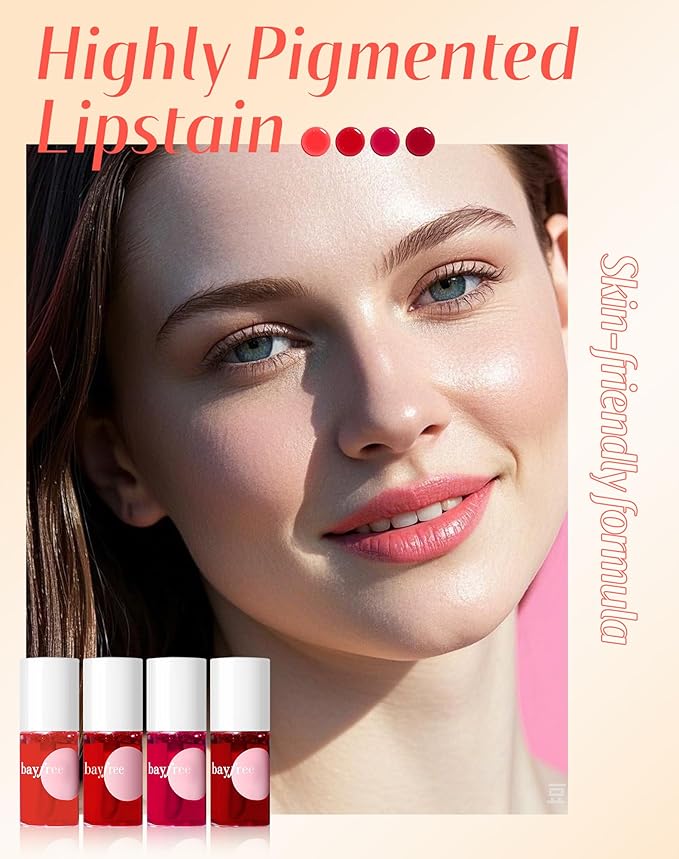 bayfree Lip Tint Stain Set, Lip Stain Long Lasting Lightweight Waterproof, Transfer-Proof, Non-sticky, Lip Makeup Matte Finish