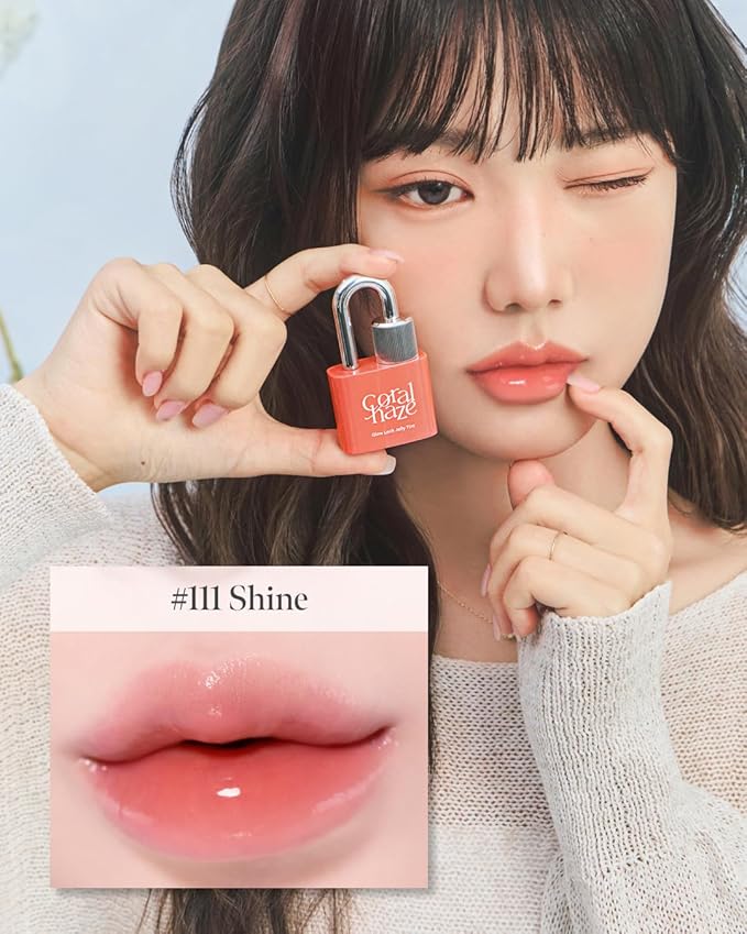 Glow Lock Jelly Tint 111 Shine 4g, Hydrating Jelly Glow Lip Stain, Glass-Like Shine Lip Gloss, Long-Lasting Color, Moisturizing Lip Enhancer, Collectible Lock-Shaped Design, Korean Makeup