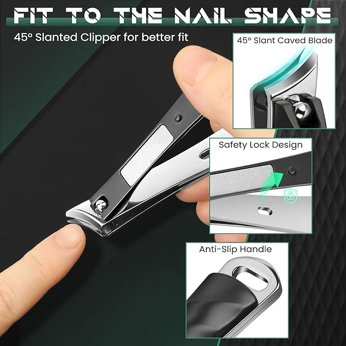 Vepkuso Nail Clippers&Toenail Clippers for Thick Nails for Seniors | Toe Nail Clippers Set for Ingrown Nails for Men | Manicure Kit &Nail Cutter for Women, Gift Idea