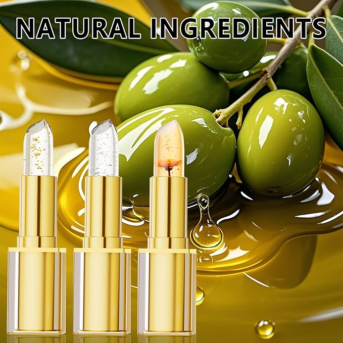 3PCS Color Changing Lipstick, Transferproof Gold Crystal Ph Lipstick Color Changing, Clear Lip stick That Changes Color, Long Lasting 24 Hours Moisturizing, Moisturizing Glossy Shine Lip Gloss