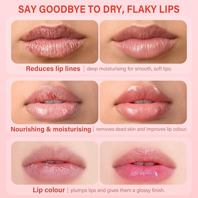 Lip Mask Set 4 Pcs, Valentine's Day Gifts for Women, Overnight Lip Sleeping Mask with Shea Butter, Hyaluronic Acid & Vitamin C, Nourishes Hydrates Dry, Flaky Lips, Moisturizing Lip Care Gift