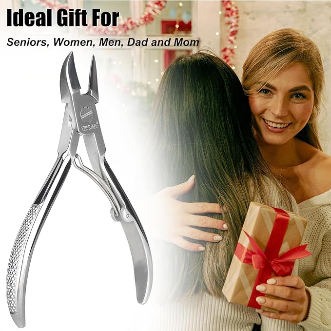 Podiatrist Toenail Clippers, Super Sharp and Wear-Resistant Toe Nail Cutters for Thick and Ingrown Nails, Hand Forged Stainless Steel Pedicure Clippers for Men Women Seniors, Curved Blade
