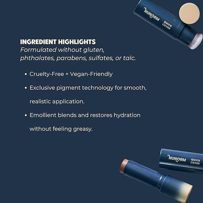 Foundation & Concealer Stick for Men - Full Buildable Cover for Dark Circles, Blemishes, Acne, Redness & Under Eyes - Face & Body Makeup Stick for All Skin Types - Non-Comedogenic 12-Beige