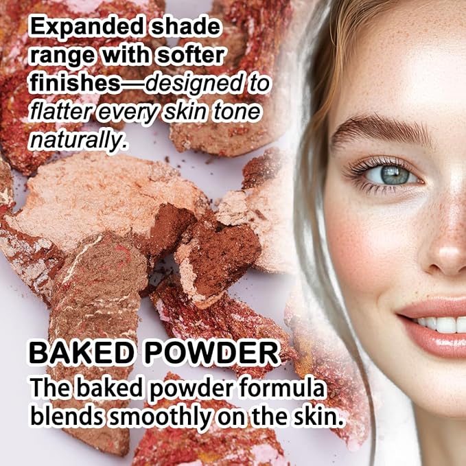 Baked Makeup Palette with Bronzer, Blush Eyeshadows Multi-Purpose Travel Compact, Velvety Smooth Finish, Neutral Pigmented Colors, Vegan Cruelty, Gift Set for Women
