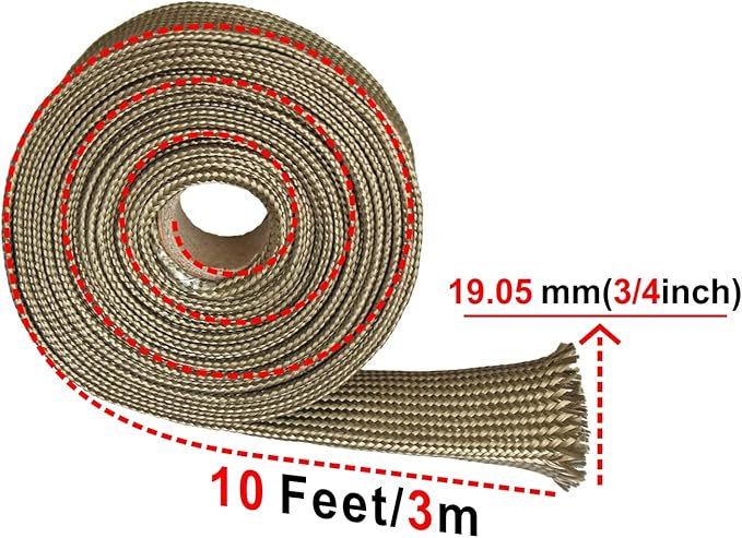 Heat Sleeve Automotive Fuel Line Heat Shield Auto Hose Spark Plug Wire heat Shield Protectors Boots Roll 2500 Degree for Car&Auto Wire Loom Brake Cable (3/4" IDX10', Titanium)
