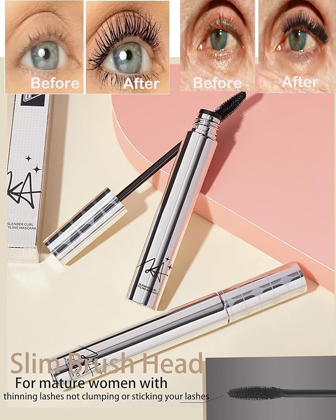 Black Mascara for Older Women 60 Plus Waterproof,Prime Mascara Lash Hypoallergenic Máscara Volume and Length for Sensitive Eyes,Long Lasting with Thinning Lashes Volumizing Máscara for Mature Women-01