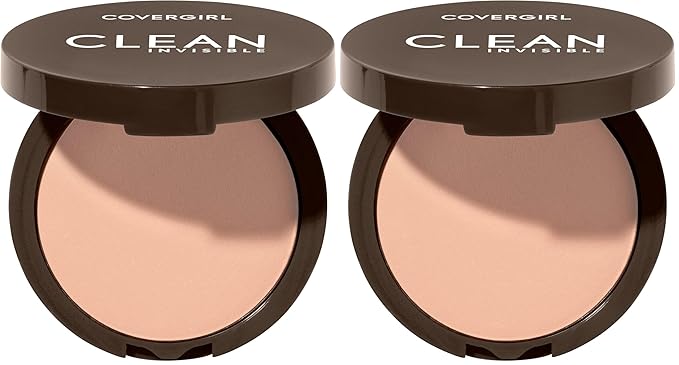 Covergirl Clean Invisible Pressed Powder, Lightweight, Breathable, Vegan Formula, 130 - Classic Beige, 0.38oz (Pack of 2)