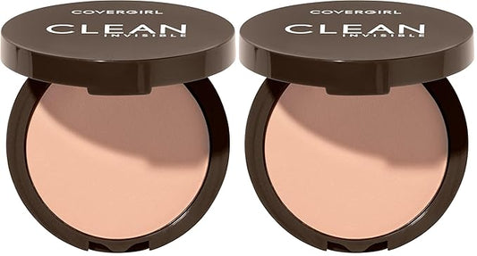 Covergirl Clean Invisible Pressed Powder, Lightweight, Breathable, Vegan Formula, 130 - Classic Beige, 0.38oz (Pack of 2)