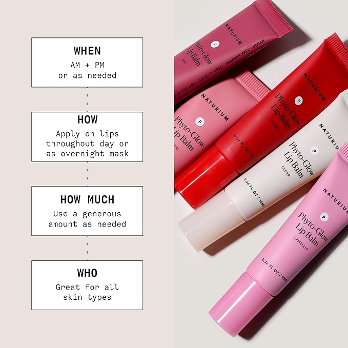 Naturium Phyto-Glow Lip Balm, Hydrating Lip Care with a Glossy Finish, 0.34 oz Petal