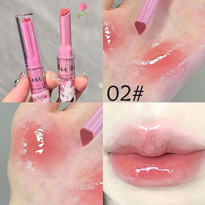 LuckNest 3 Colors Jelly Lipstick Gift Set, Tinted Heart Shape Lip Stain Lip Gloss, Mirror Hydrating Jelly Love Lipstick, Moisturizing Tinted Lip Balm, Vivid Color Glossy Lip Makeup for Girls (A)