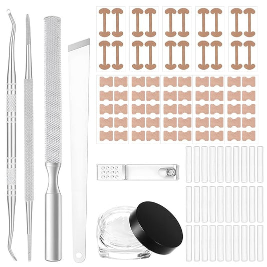 Professional Ingrown Toenail Corrector Set with Ingrown Toenail Strips, Curved Toenails Corrector Patch, Painless File and Lifter Pedicure Tools, Ingrowns Toenails Tools for Women and Man