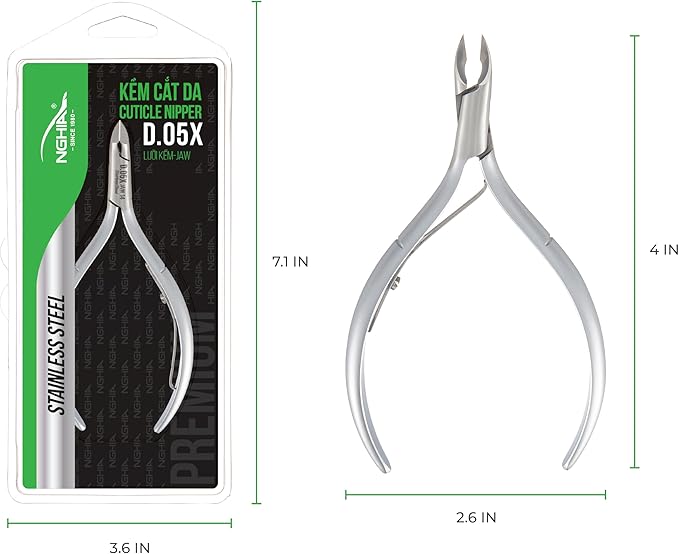 NGHIA Premium Cuticle Nipper - D-05X Jaw 16 (Stainless Steel) - Professional Nail Tools