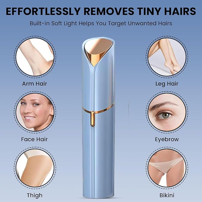 Infinity Choices Facial Hair Remover for Women – Electric Face Razor with Light, Hair Removal for Upper Lip, Chin & Cheeks – Color Blue