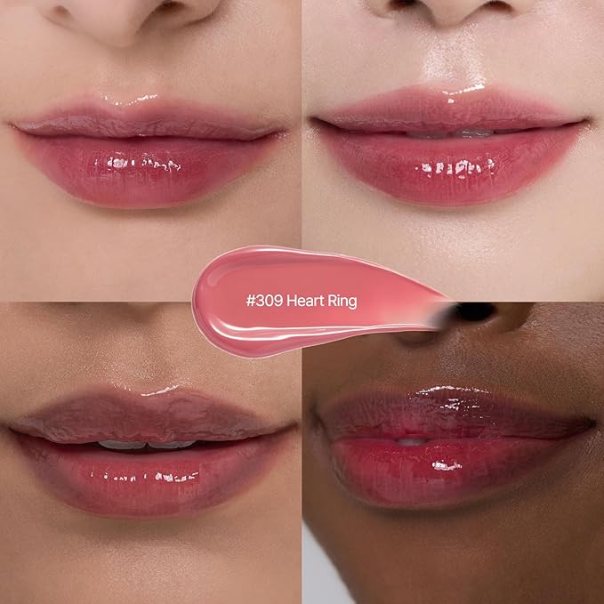 Laka Jelling Nude Gloss Mini, 1.9g/0.07oz, Sheer Hydrating Lip Oil with No Stain, Non-Sticky, Nourishing Gloss for a Fresh, Glowy Look, Vegan, Clean Beauty Makeup, K-Beauty (#309 Heartring)