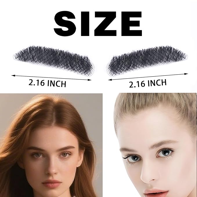 Fake Eyebrows, False EyeBrows 100% Handmade Full Lace Re-Usable Natural Invisible Realistic False Eyebrow Extensions for Man and Women, One Pair (Style 5)
