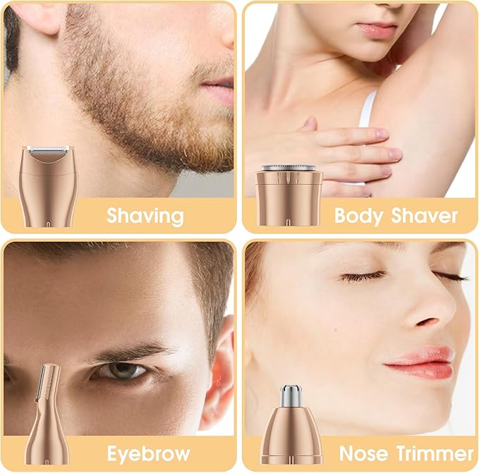BLIBEE Bikini Trimmer & Hair Clippers for Women - Waterproof Electric Razor and 4 in 1 Bikini Shaver Set, Deluxe Hair Trimmer, Wet/Dry Body Shaver for Nose Eyebrows Beard Pubic Hair, Black