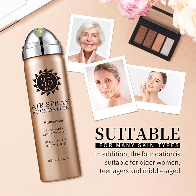 Air Brush Makeup Foundation,Magic Minerals Airbrush Foundation Makeup,Silk Flawless,Buildable Coverage,Moisturizing Formula for Smooth Radiant Skin,01 Natural/Warm Porcelain（Sunscreen）