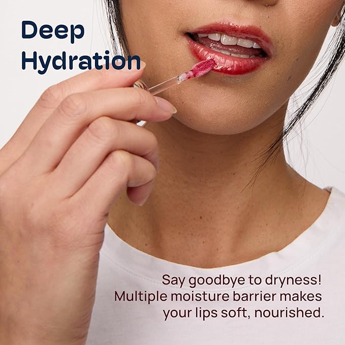 MIXIK Glossy Lip Serum, Ultra-Hydrating Lip Oil with Blue Agave, Olive & Avocado Oils for Soft and Smooth Lips, Long Lasting Moisture without the Sticky Feel (Wild Raspberry)