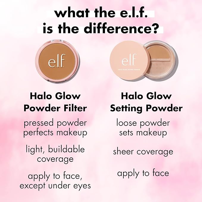 e.l.f. Halo Glow Powder Filter, Ultra-fine Finishing Powder, Smooths The Look of Pores & Fine Lines, Creates A Soft-Focus Glow, Vegan & Cruelty-Free, Tan Neutral Warm