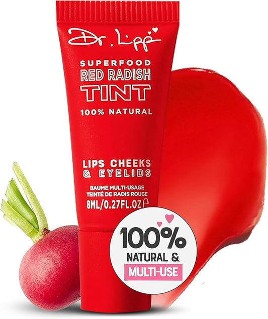 Dr. Lipp Superfood Lip Tint Red Redish 8ml – 4-in-ONE Ultra Moisturising Tinted Lip Balm, Lip Gloss, Cheek Blush & Glossy Eyeshadow – 100% Natural – Fragrance & Cruelty Free