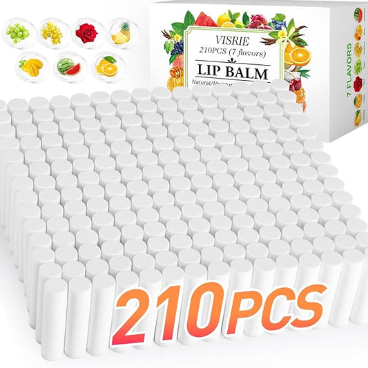 210 Pack Lip Balm Unlabeled, Natural Lip Balm Bulk Blank Tube, Personalized Lip Balms for Party Favors Adults and Bridal Shower Favors or Baby Shower Gifts-7 Flavors