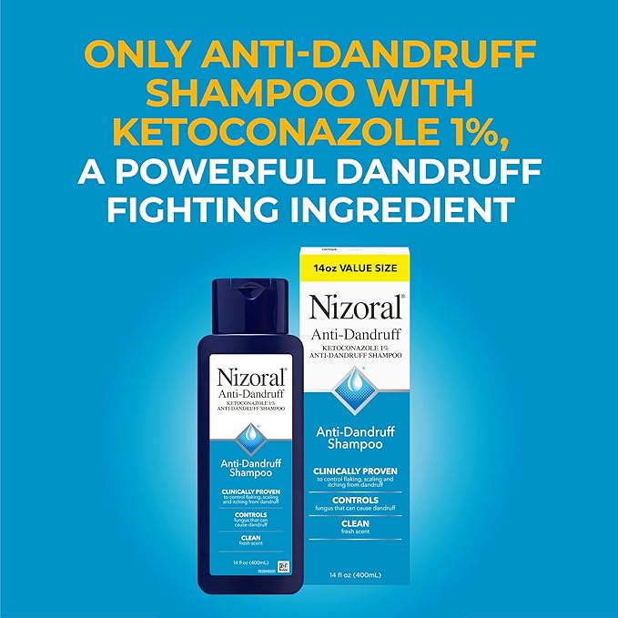 Nizoral Anti-Dandruff Shampoo with 1% Ketoconazole, 14 Fl Oz, Fresh Scent, Anti Fungal Shampoo