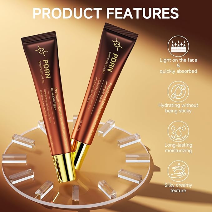 PDRN Serum Cream, 99% Pure Salmon DNA PDRN Advanced Face Moisturizer Cream with Collagen Hyaluronic Acid Niacinamide for Glass Glow Skin Hydration Uneven Skin Tone，20g, Unscented
