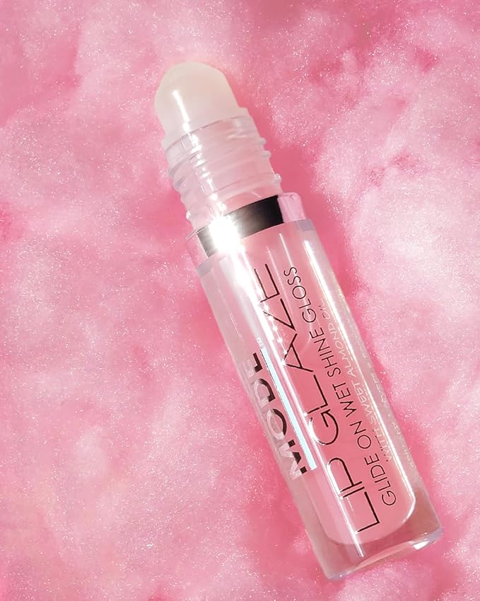 MODE Lip Glaze Flavored Lip Gloss Yummy COTTON CANDY Flavor, Roll On Sweet Wet Delicious Nourishing Shine, Hydrating Moisturizing Natural Skincare Fruit Oils, Made in NY USA