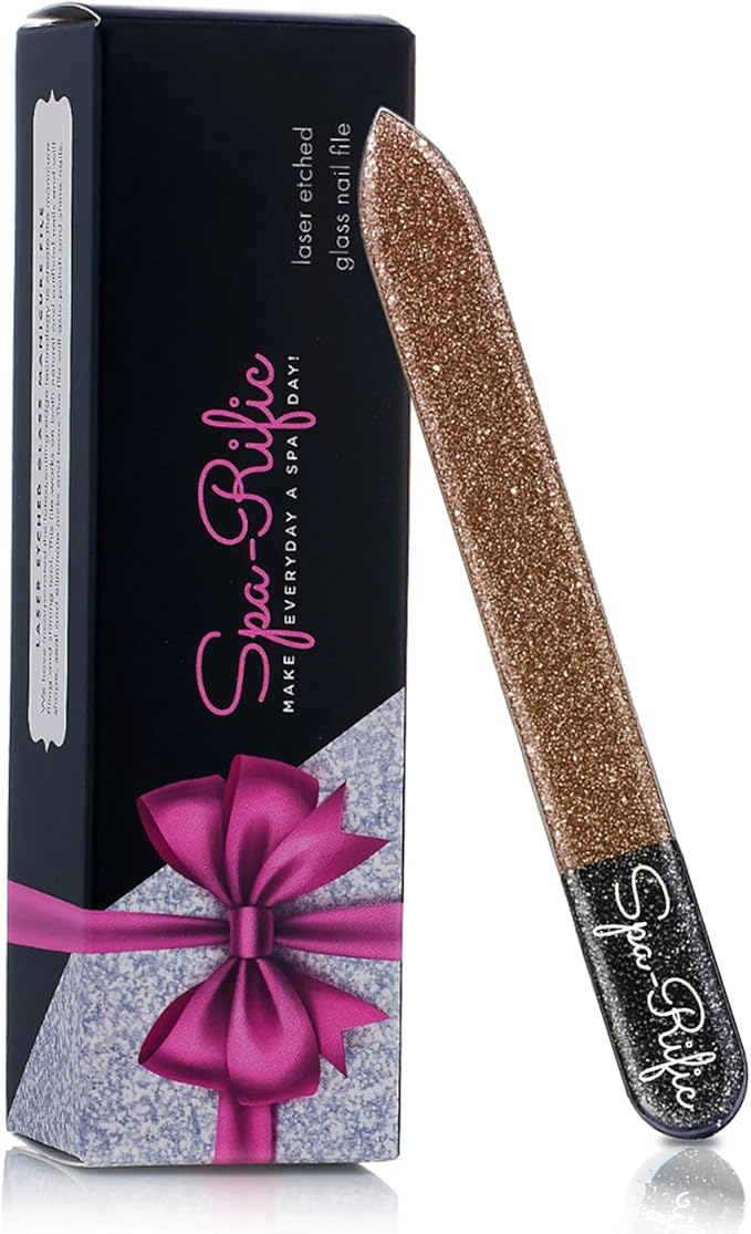 Spa-Rific Nano Laser Etched Glass Manicure Files, Professional Heavy Duty Nail Care Kit for Men, Women, and Adults - Single Copper