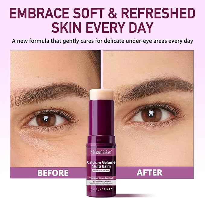 Calcium Multi Balm, 2-Pack Intensive Repair Cream & Collagen Moisturizing Stick, Anti-Aging Face Cream for Wrinkles, Firming & Hydrating for Eyes, Neck, Face, 9g
