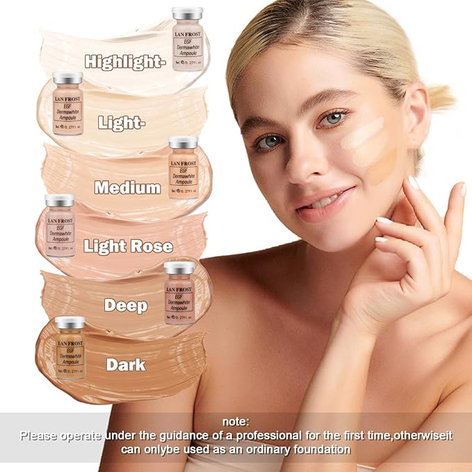 BB Facial Glow Starter Kit Hyaluronic Acid Serum Foundation Skincare Mix Kit 0.27oz Hyaluronic Ampoule and Essence Foundation, 12 Vial Pigment Skincare Kit with Serum