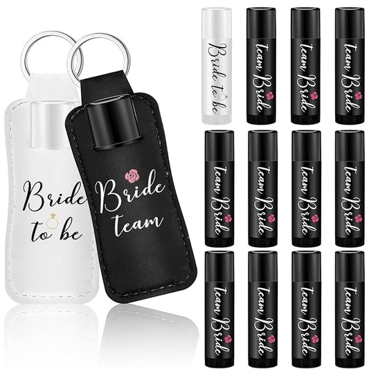 24 Pcs/12 Set Bride and Bridesmaid Lip Balm Gifts Bulk 11 Pack Black Bridesmaid Themed 1 Pcs White Bride Themed Each One Has 1 Pouch Bachelorette Party Supplies Wedding Gifts
