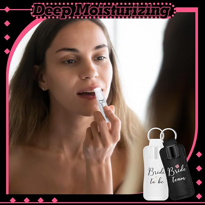 24 Pcs/12 Set Bride and Bridesmaid Lip Balm Gifts Bulk 11 Pack Black Bridesmaid Themed 1 Pcs White Bride Themed Each One Has 1 Pouch Bachelorette Party Supplies Wedding Gifts